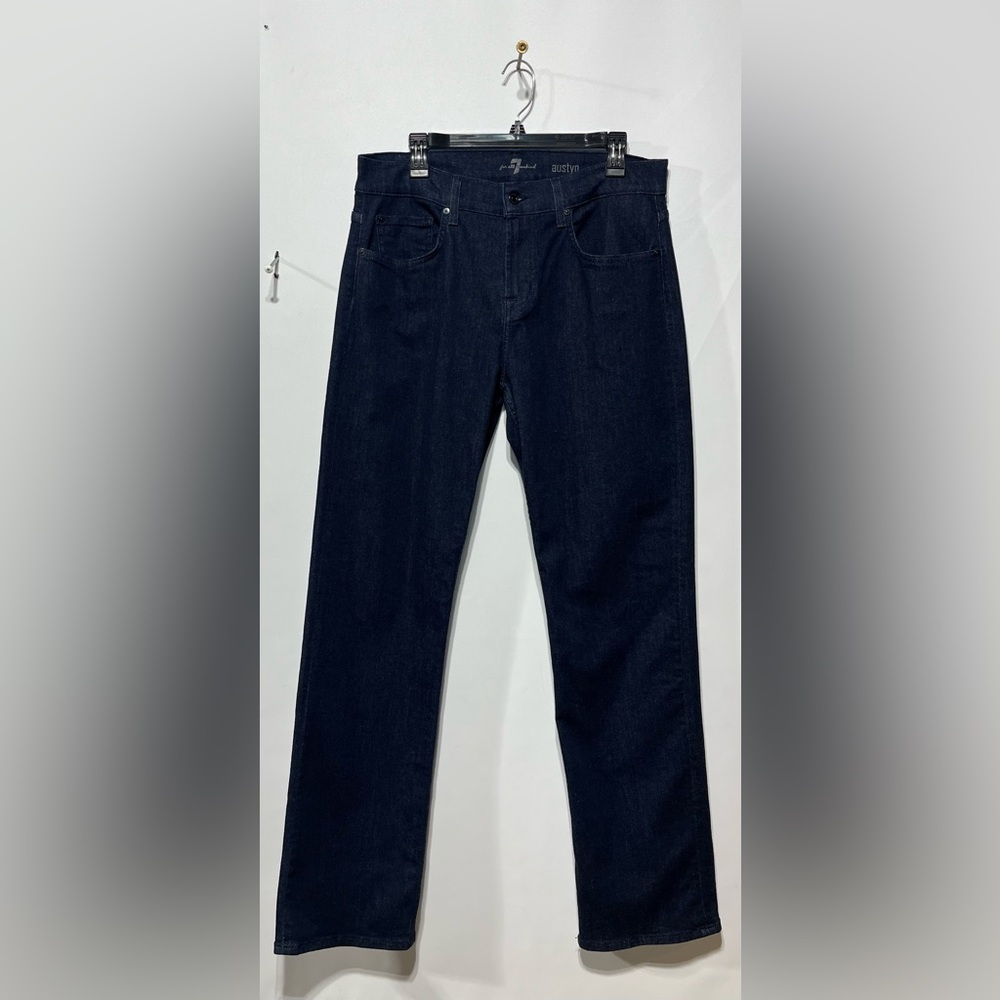 7 For All Mankind Austyn Men's Dark Blue Straight Leg Jeans‎ Size 33 Inseam 34”